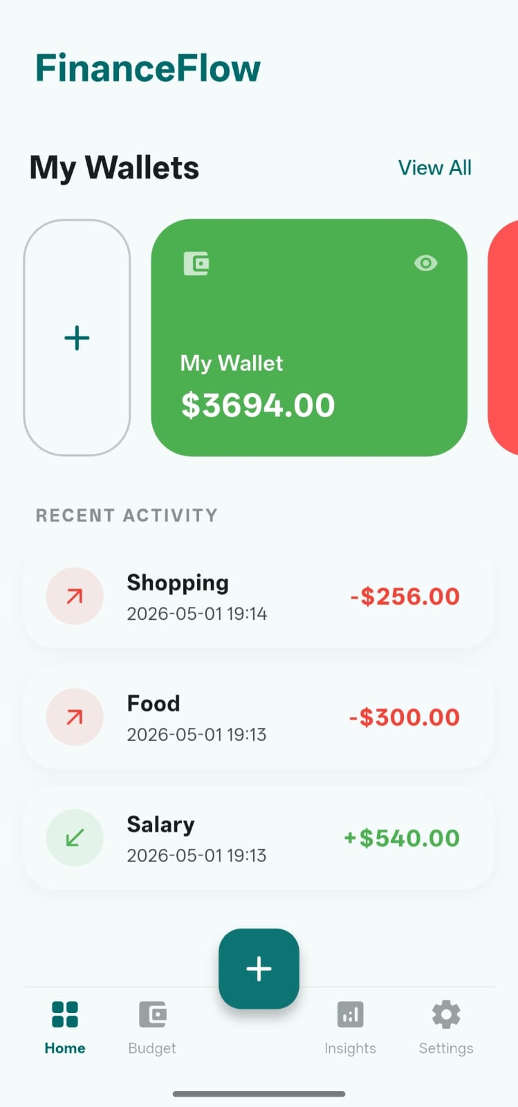 Finance Flow app screenshot